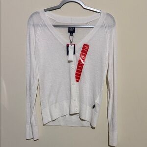 GAP Women's White Button Down Sweater